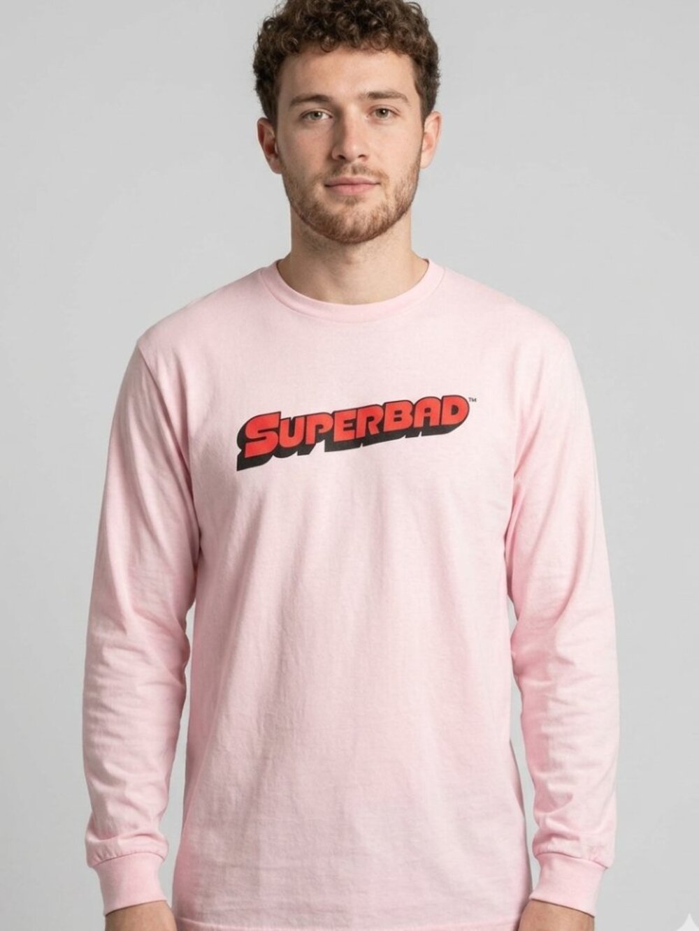 H&M x Superbad Pink Unisex Printed Long Sleeve Tee